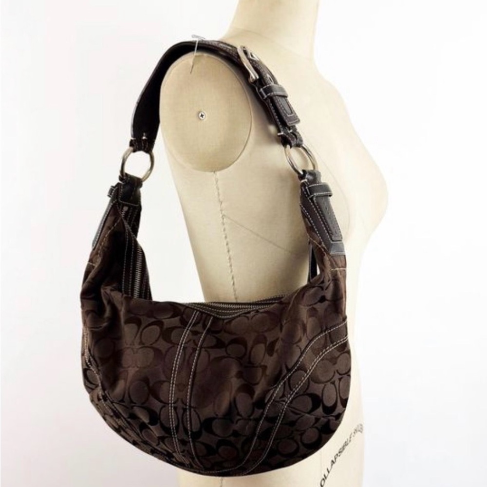 Coach Brown Signature Jacquard Hobo Bag
